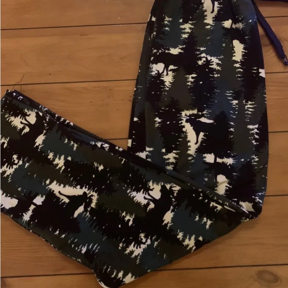 Men’s Falls Creek Green Black And Ivory With Moose @ Trees Lounge Pants Size S